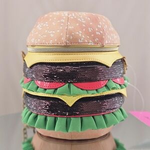 Betsey Johnson Burger Bag Purse Crossbody Multi Kitsch Nice Buns Food Lunch Gift